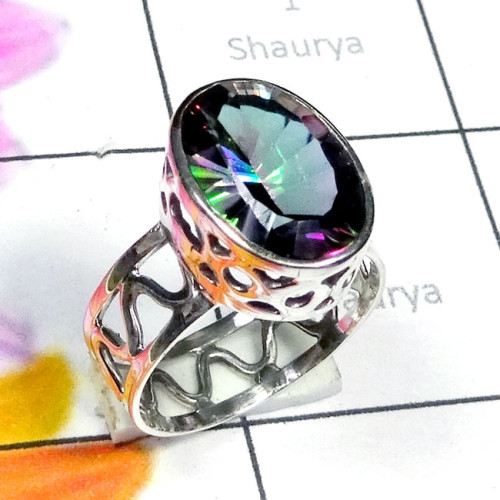 Mystic quartz C - SDR981-Sterling Silver Semiprecious Gemstone Designer Ring