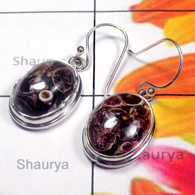 Turtella Jasper O - SPE994-Plain Silver Semiprecious Gemstone Trendy Earring