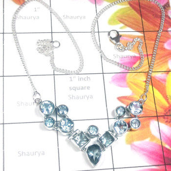 Blue Topaz O - SDN987-Sterling silver Blue Topaz Necklace Blue Topaz O - SDN987-Sterling silver Blue Topaz Necklace
