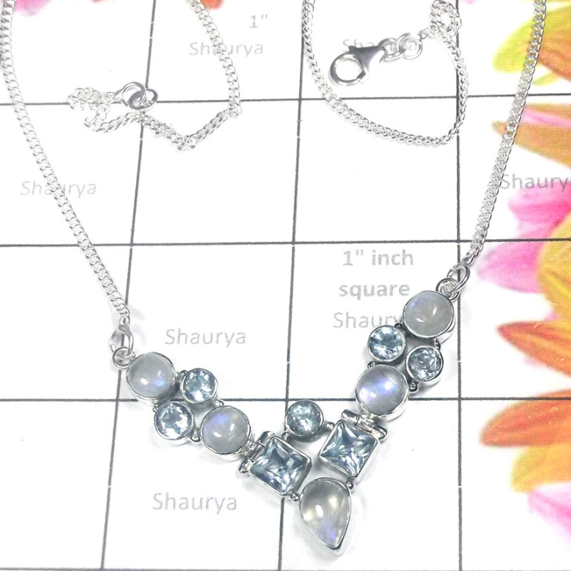 Cut & Cab D - SDN987-Sterling silver Blue Topaz Necklace Cut & Cab D - SDN987-Sterling silver Blue Topaz Necklace