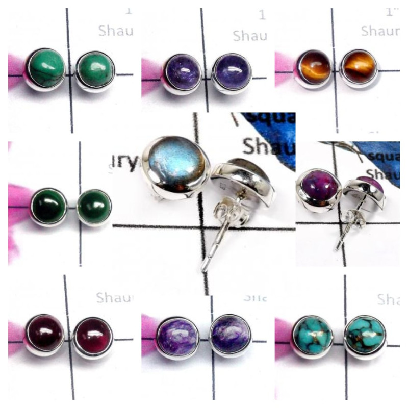 100 Pairs Studs Earrings STCAB100PS- Cab Gemstone Plain Setting 925 Silver 100 Pairs Studs Earrings STCAB100PS- Cab Gemstone Plain Setting 925 Silver