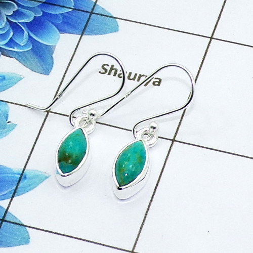 Blue Turquoise Cab N - SPE769-Amazing 925 Sterling Silver Factory Handmade Earrings