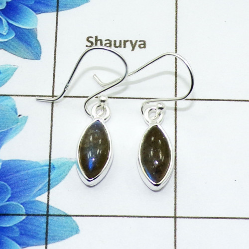 Labradorite Cab P - SPE769-Amazing 925 Sterling Silver Factory Handmade Earrings