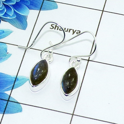 Labradorite Cab P - SPE769-Amazing 925 Sterling Silver Factory Handmade Earrings