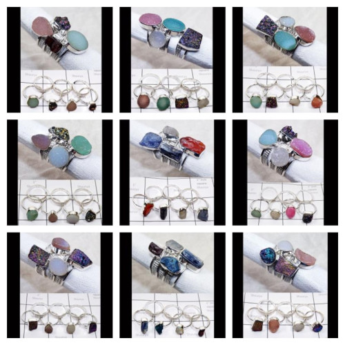 Stack Rings wholesale Lot - Rough Gemstone Stack rings Sterling Silver 925- STKWL250RF