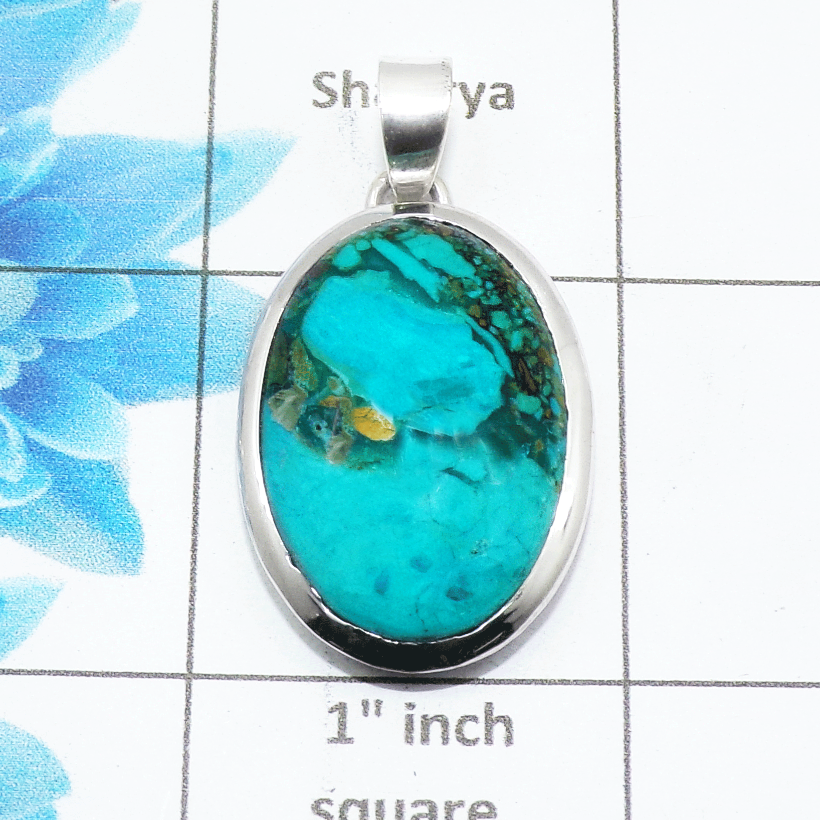 Natural Opalina Cab Pendant B - ISP499 - Oval Shape Solid 925 Sterling Silver Plain Setting Pendant