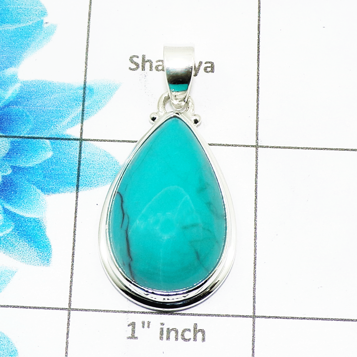 Natural Opalina Cab Pendant D - ISP499 - Pear Shape Solid 925 Sterling Silver Plain Setting Pendant