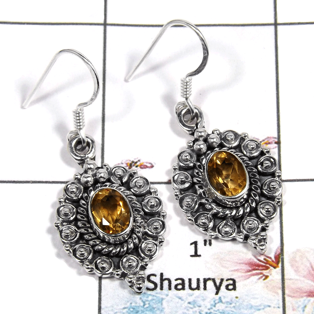 Citrine Cut - M SDE544 - Natural Citrine Gemstone Solid 925 Silver Wholesale Designer Earrings