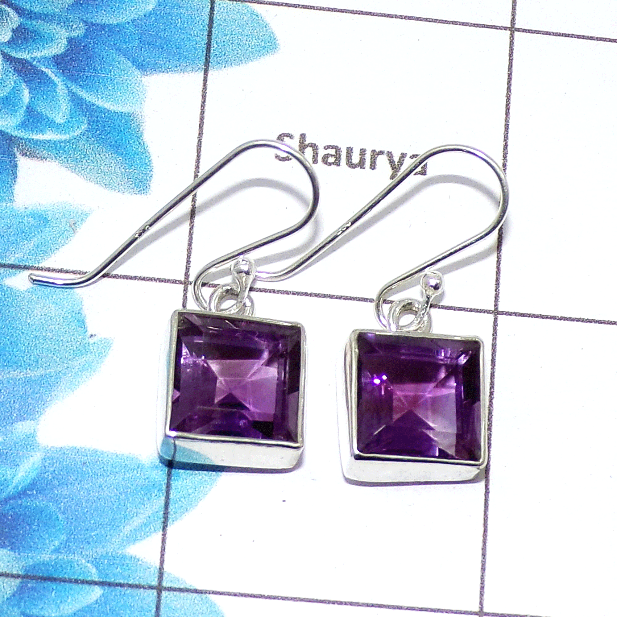 Stunning Amethyst Cut Earring B - SPE757-New Collection Square Shape 925 Sterling Silver Factory Handmade Earrings