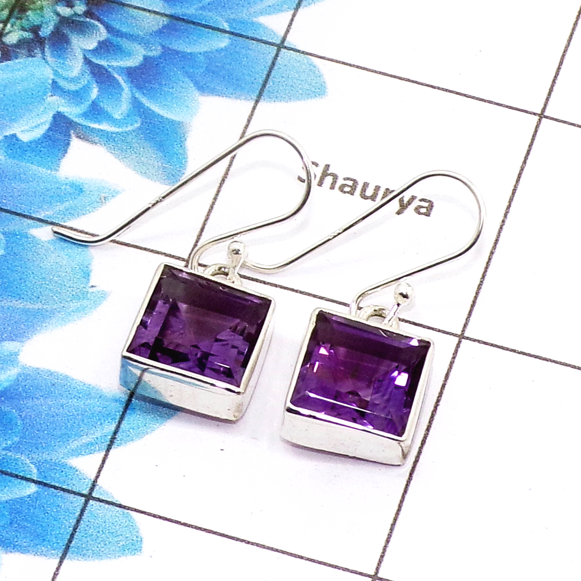 Stunning Amethyst Cut Earring B - SPE757-New Collection Square Shape 925 Sterling Silver Factory Handmade Earrings Stunning Amethyst Cut Earring B - SPE757-New Collection Square Shape 925 Sterling Silver Factory Handmade Earrings
