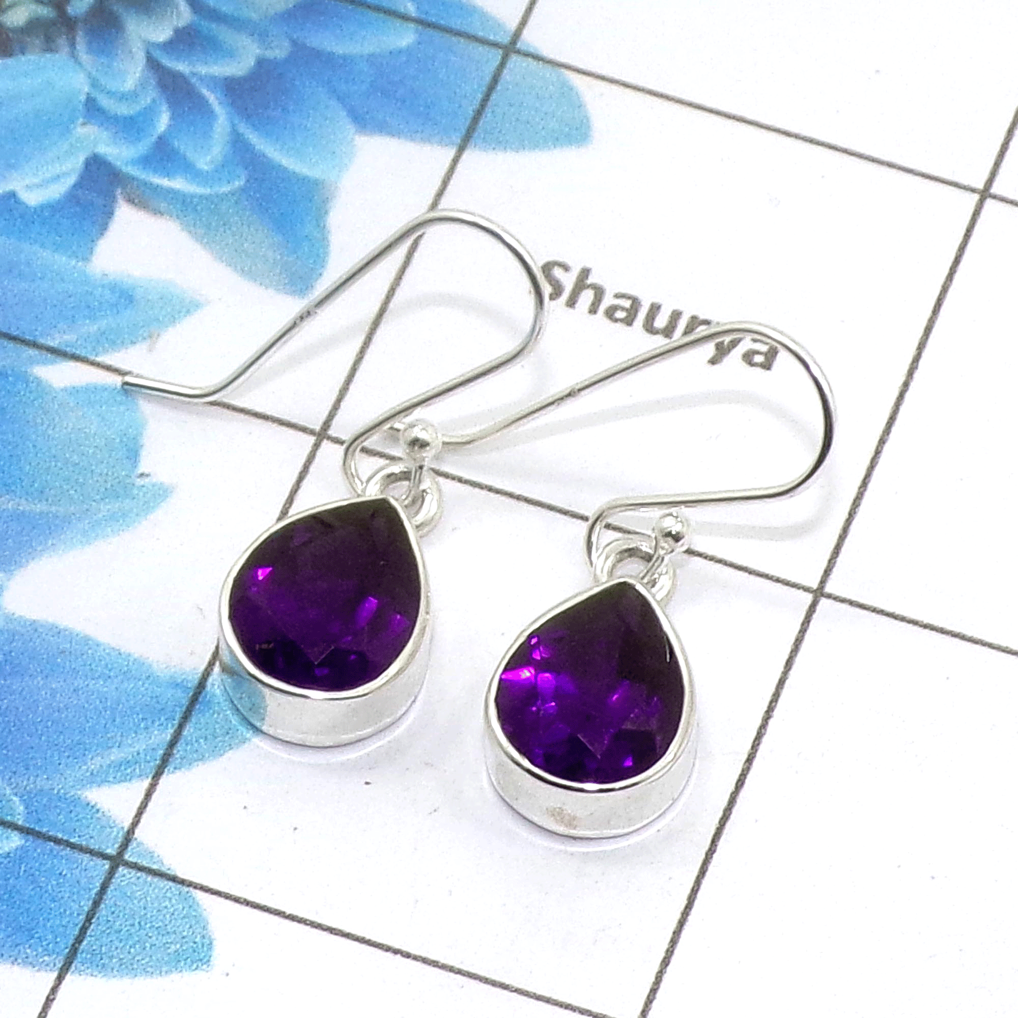 Stunning Amethyst Cut Earring F - SPE757-New Collection Pear Shape 925 Sterling Silver Factory Handmade Earrings Stunning Amethyst Cut Earring F - SPE757-New Collection Pear Shape 925 Sterling Silver Factory Handmade Earrings