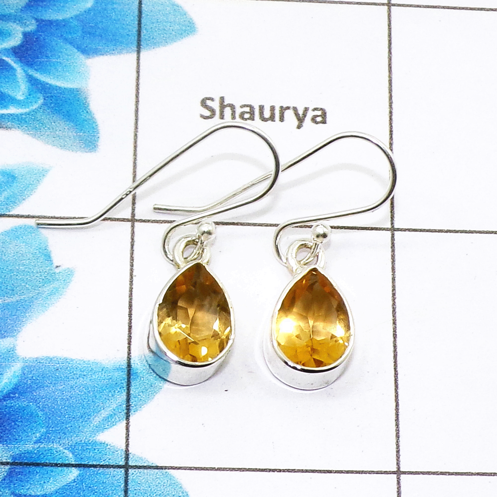 Beautiful Citrine Cut Earring M - SPE758-Newly Arrival Pear Shape 925 Sterling Silver Factory Handmade Earrings