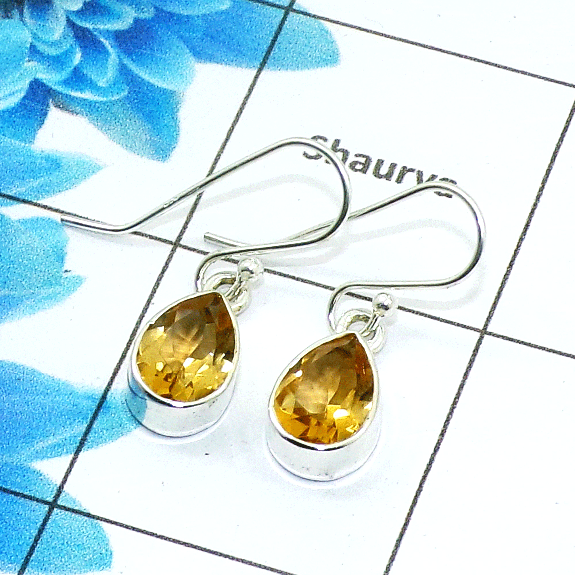 Beautiful Citrine Cut Earring M - SPE758-Newly Arrival Pear Shape 925 Sterling Silver Factory Handmade Earrings