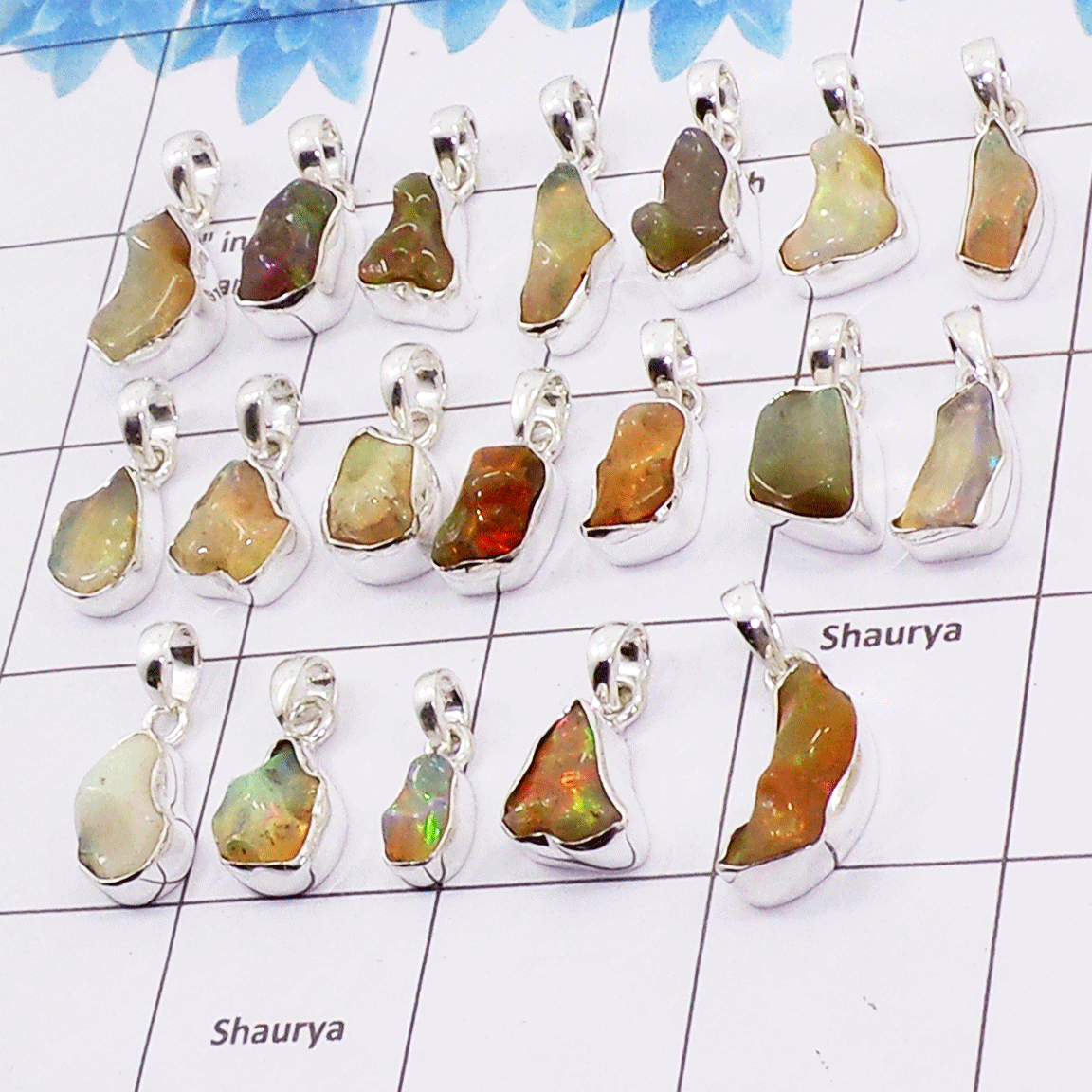 100 Grams Ethiopian Opal Rough Pendants O - WBP100EO - Assorted 925 Silver Pendants 100 Grams Ethiopian Opal Rough Pendants O - WBP100EO - Assorted 925 Silver Pendants