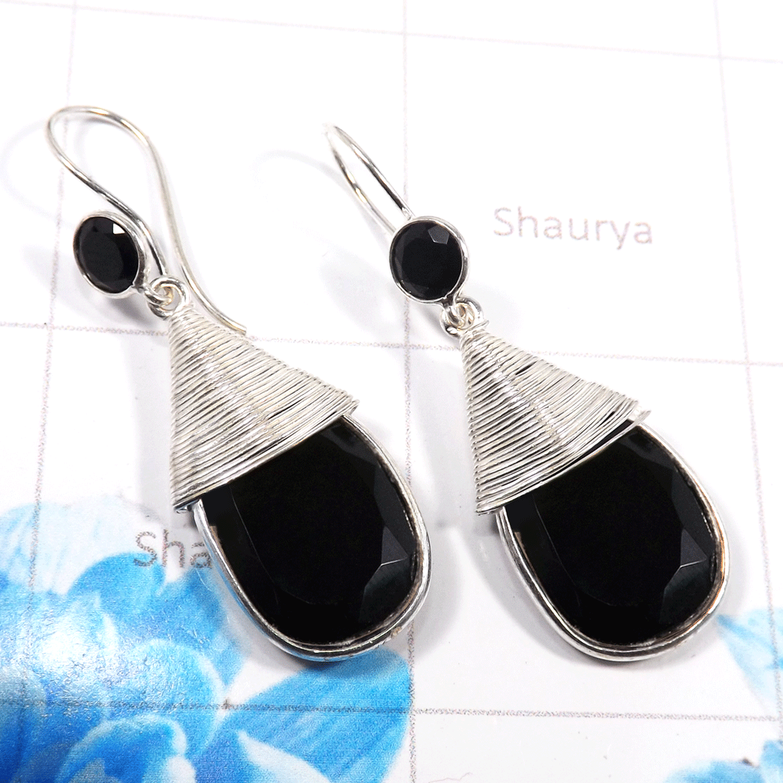 Black Onyx Cut A - BZE825-925 Sterling Silver Fabulous Company Handmade Fashionable