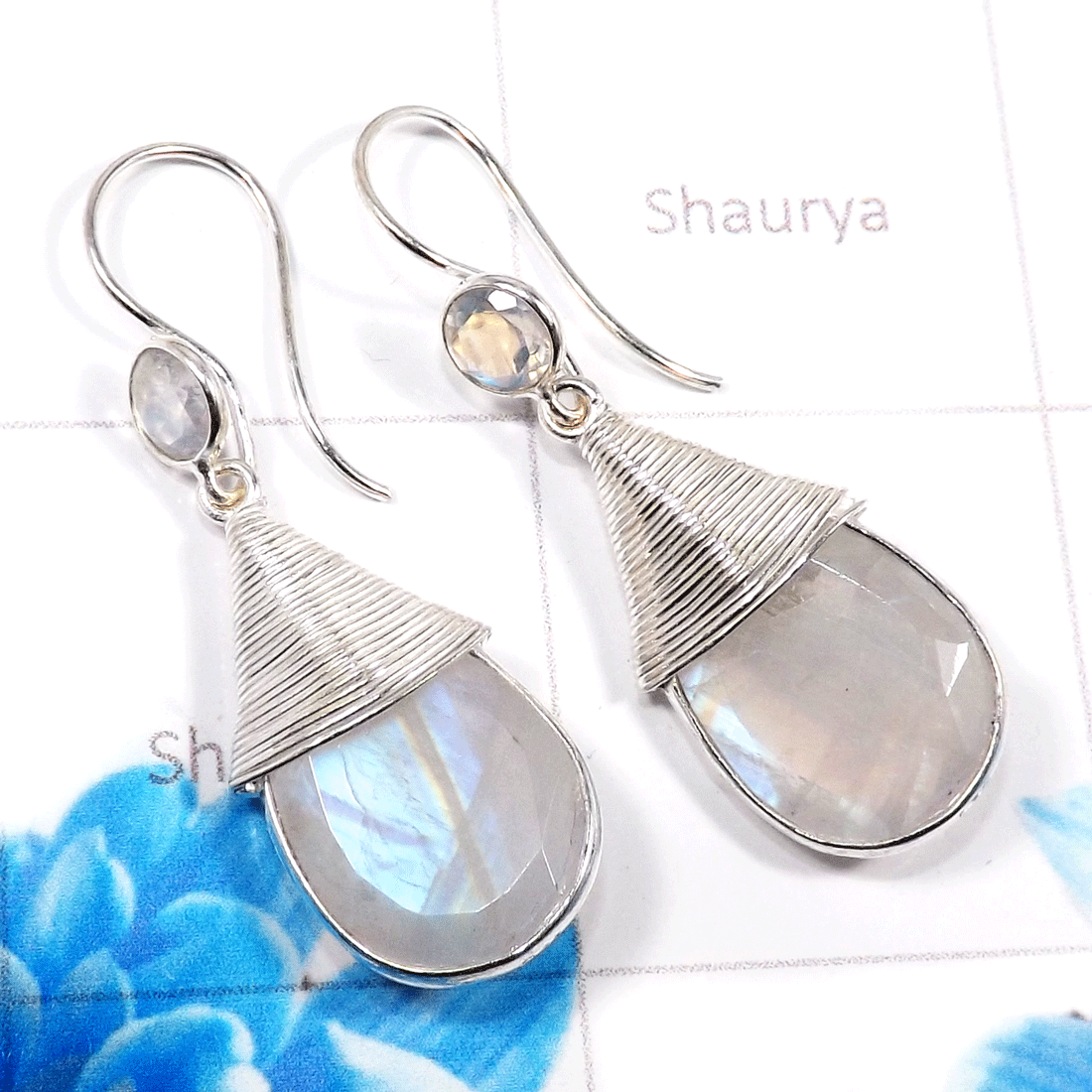 Rainbow Moonstone H - BZE825-925 Sterling Silver Fabulous Company Handmade Fashionable