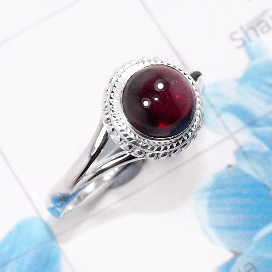 Garnet A - RBS959-925 Sterling Silver Designer Handmade Factory Made Baby R