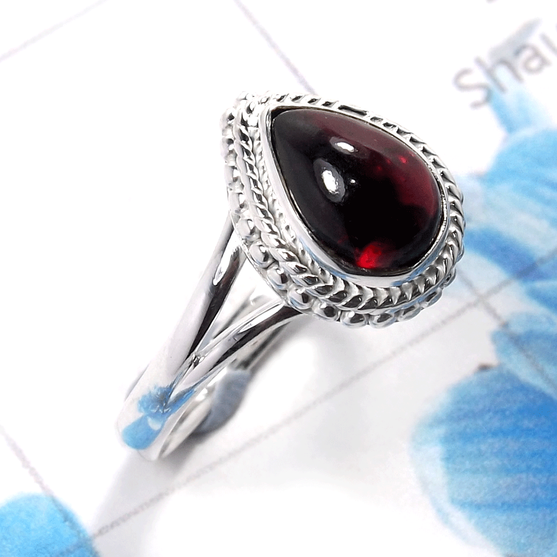 Garnet Cab B - RBS959-925 Sterling Silver Designer Handmade Factory Made Baby R Garnet Cab B - RBS959-925 Sterling Silver Designer Handmade Factory Made Baby R