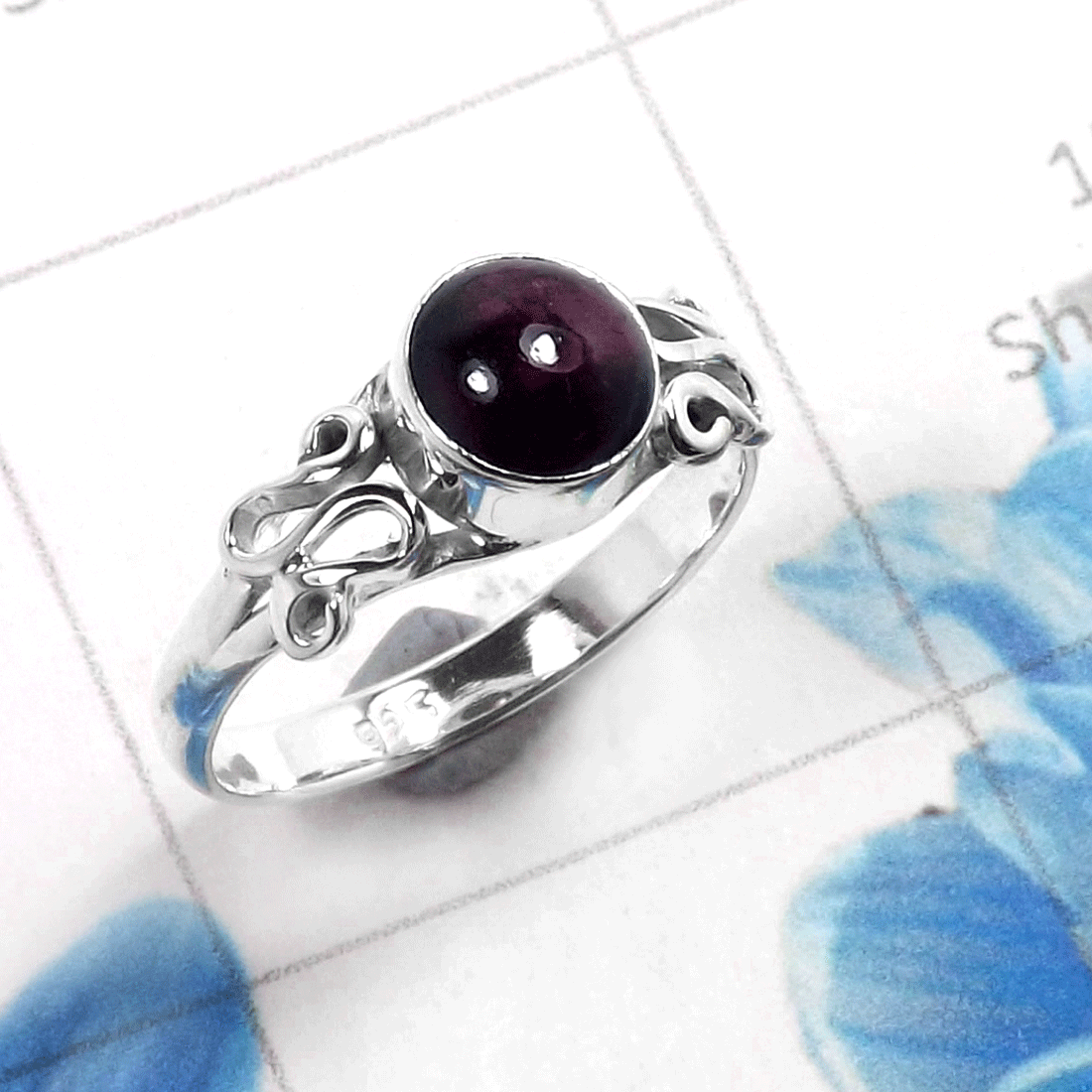 Garnet Cab D - RBS959-925 Sterling Silver Designer Handmade Factory Made Baby R