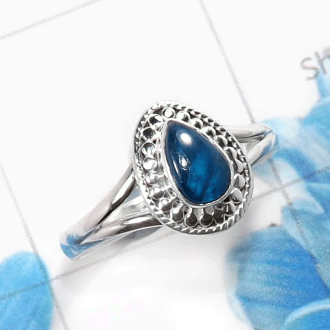 Neon Blue Apatite O - RBS959-925 Sterling Silver Designer Handmade Factory Made Baby R Neon Blue Apatite O - RBS959-925 Sterling Silver Designer Handmade Factory Made Baby R