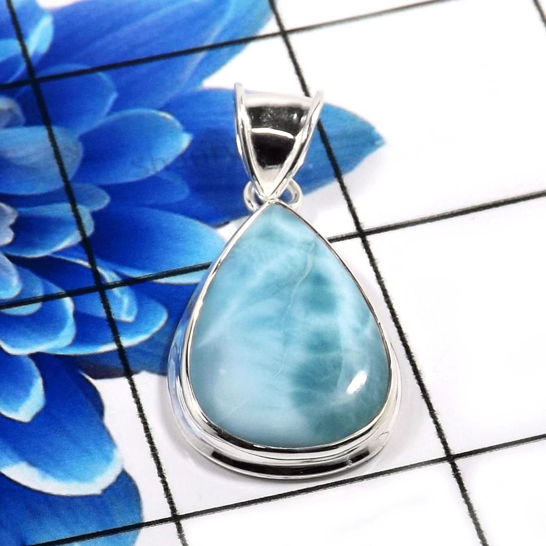 Larimar Cab B - SSP880-925 Sterling Silver Gorgeous Designer Handmade Pendants C