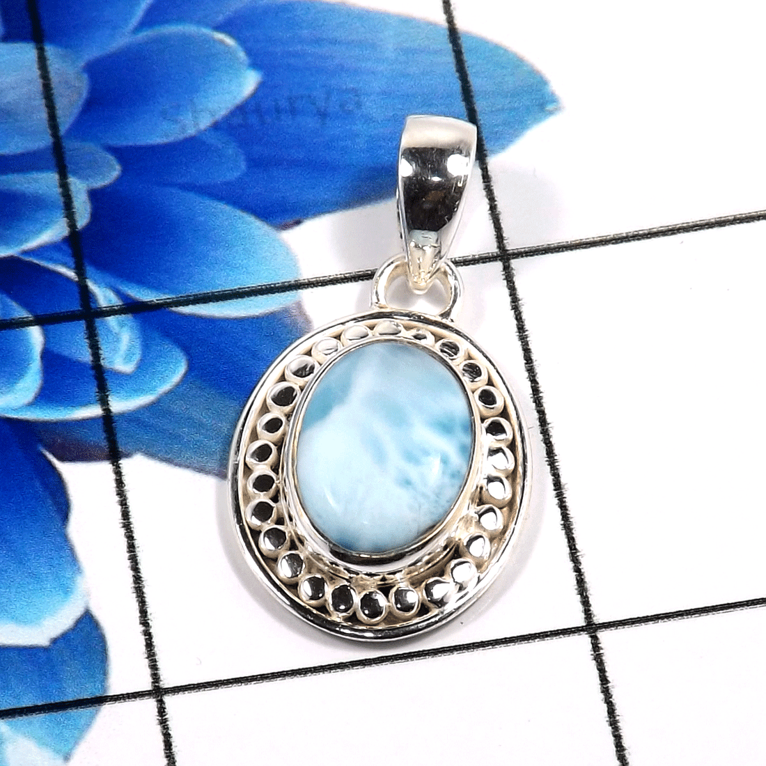 Larimar Cab D - SSP880-925 Sterling Silver Gorgeous Designer Handmade Pendants C