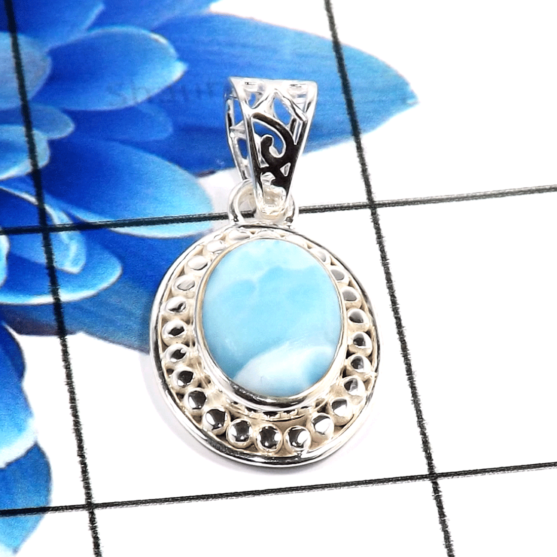 Larimar Cab E - SSP880-925 Sterling Silver Gorgeous Designer Handmade Pendants C Larimar Cab E - SSP880-925 Sterling Silver Gorgeous Designer Handmade Pendants C
