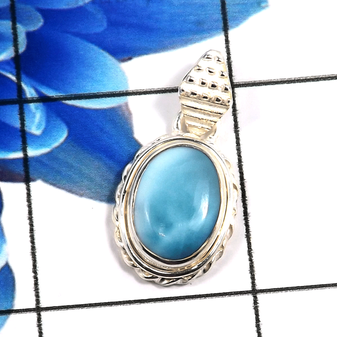 Larimar Cab G - SSP880-925 Sterling Silver Gorgeous Designer Handmade Pendants C