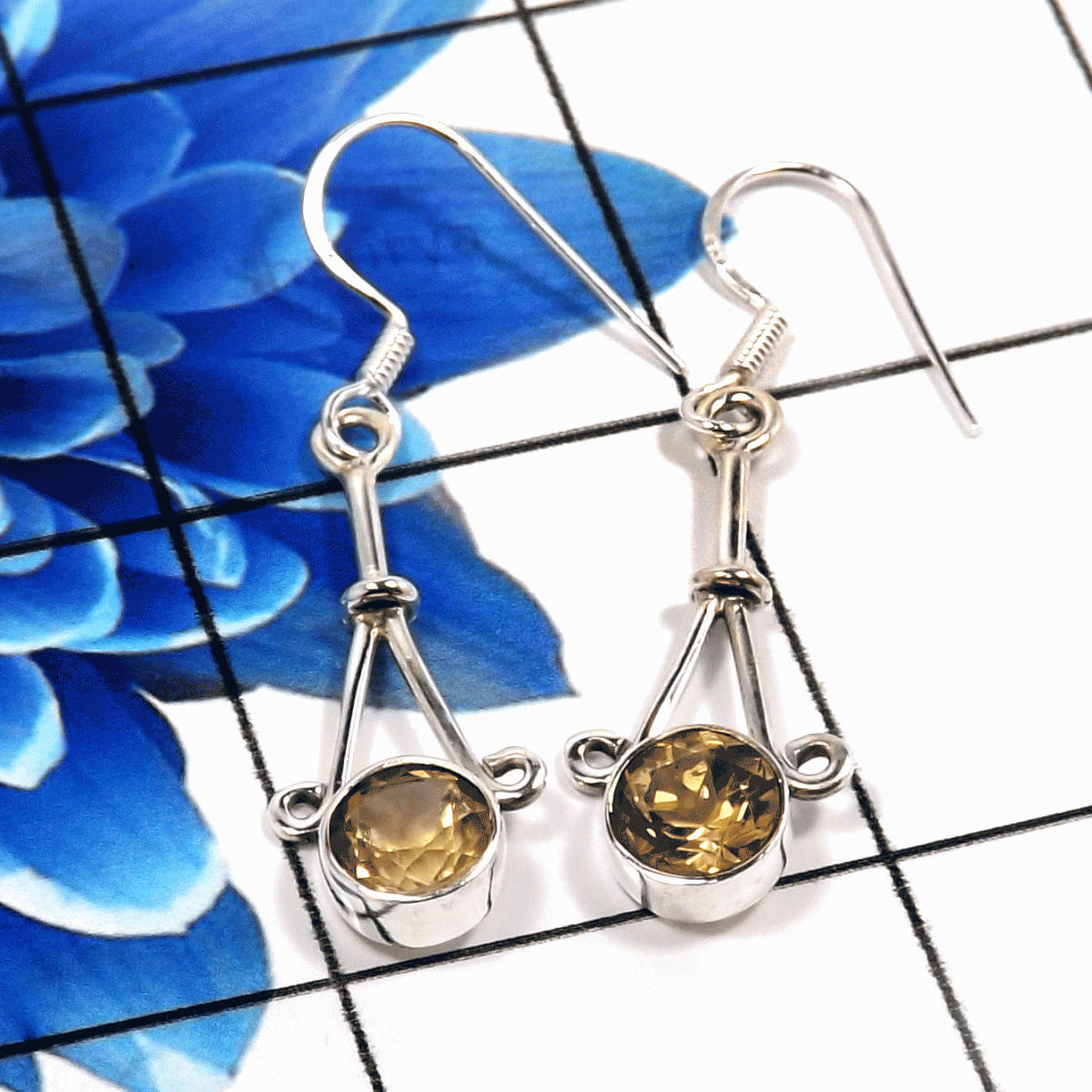 Citrine Cut C - SDE770-925 Sterling Silver Fashionable Latest Designs Earrings W Citrine Cut C - SDE770-925 Sterling Silver Fashionable Latest Designs Earrings W