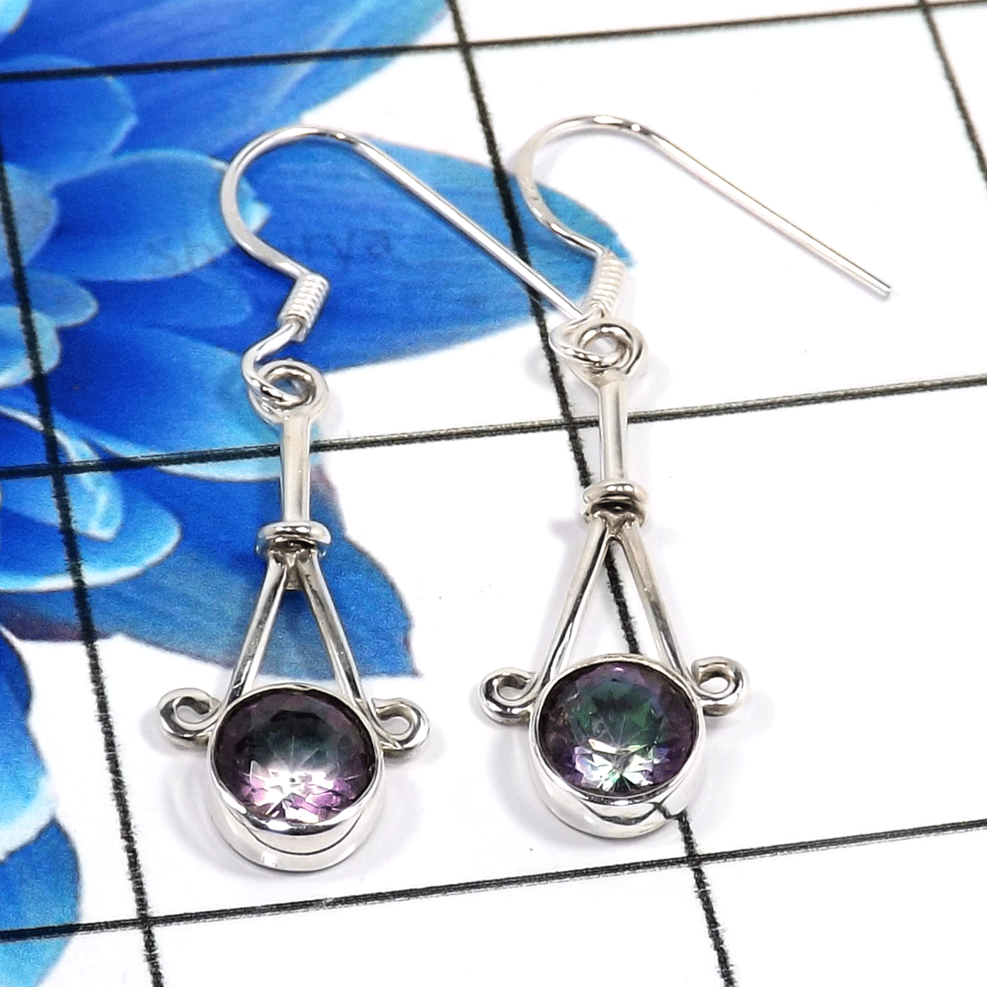 Mystic Quartz D - SDE770-925 Sterling Silver Fashionable Latest Designs Earrings W Mystic Quartz D - SDE770-925 Sterling Silver Fashionable Latest Designs Earrings W