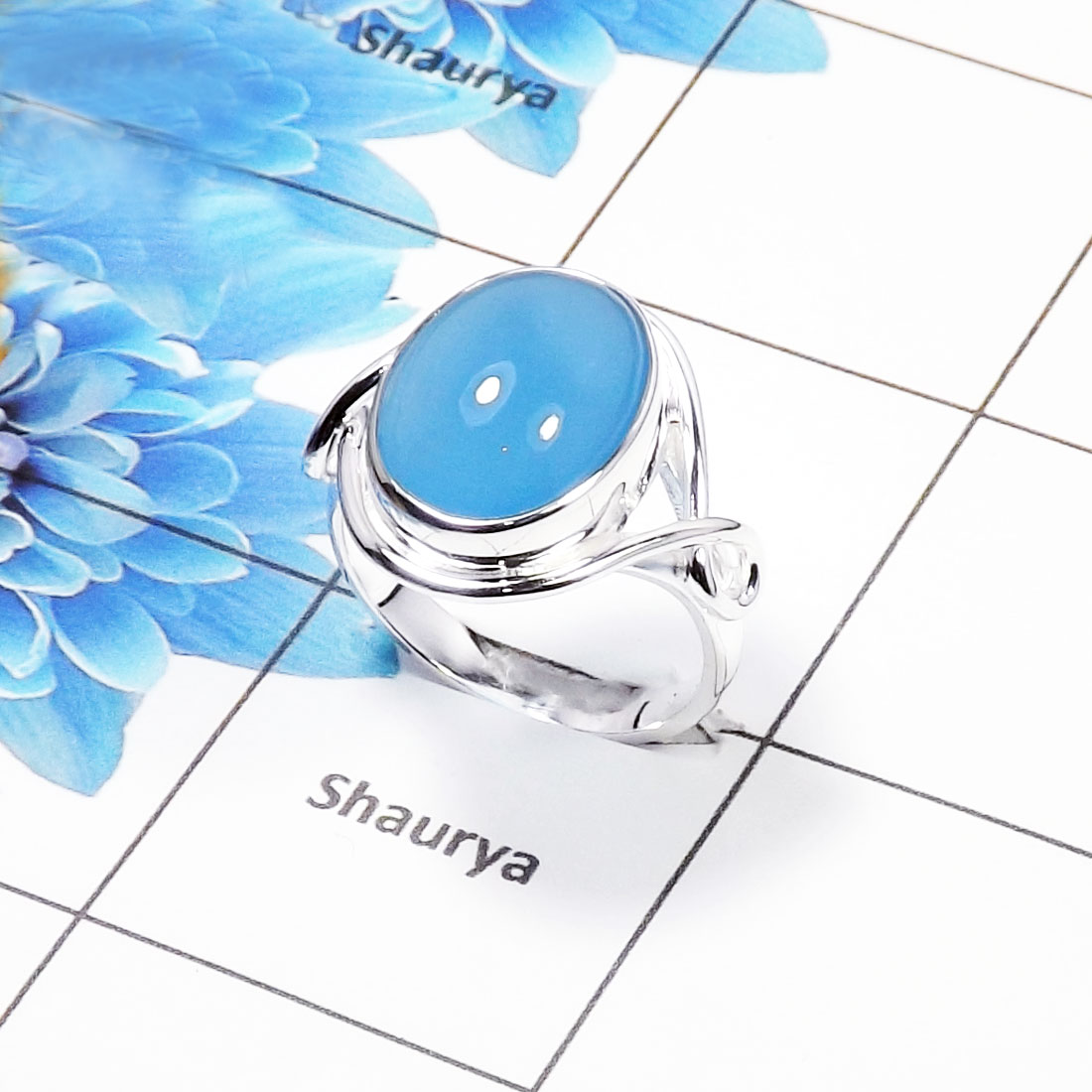Chalcedony Gemstone Designer Ring SDR443-D- 925 Sterling Silver With Chalcedony Gemstone Wholesale Rings