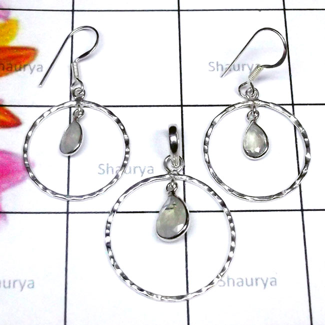 Rainbow E - SCS995-Cut Gemstone 925 Sterling Silver Lightweight 2 Pcs. Bejal