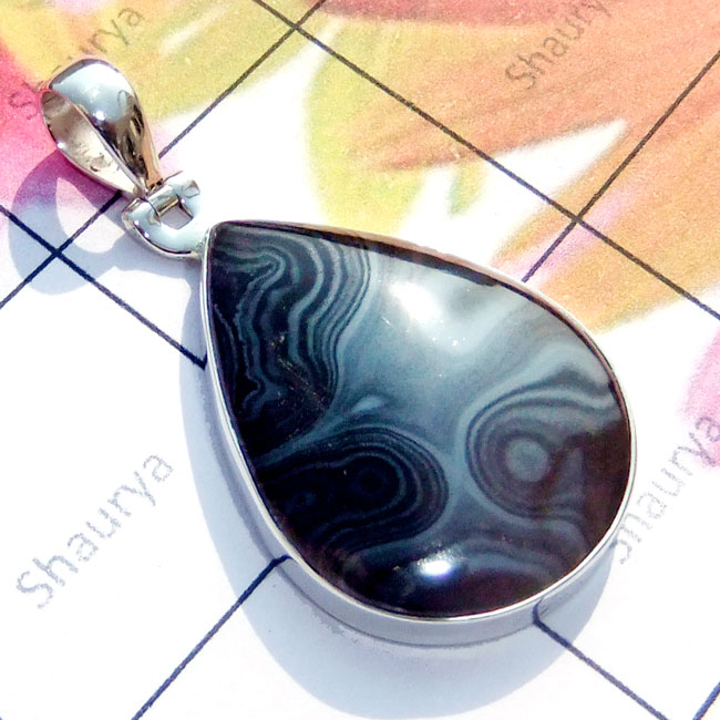 Psilomelane C - PSD994-Psilomelane Cab 925 Sterling Silver Stunning Pendant