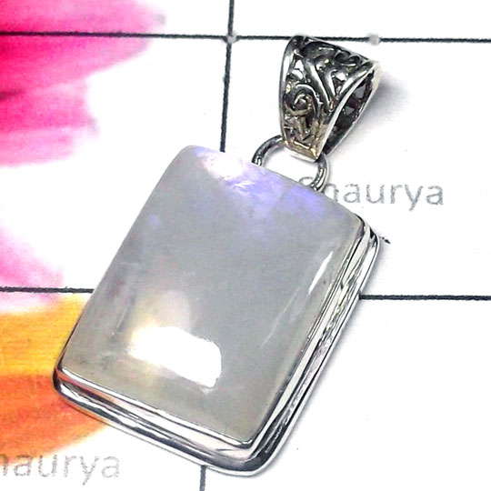 Rainbow Cab E - FSP998-Sterling Silver Rainbow Gemstone Pendant