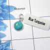 Blue Turquoise Pendant A - BPS821-10x10mm Round Blue Turquoise 925 Sterling Silver Bezel Set Wholesale Pendant
