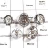 5 pcs Black Rutile Rings - C CRJ005 - Indian Company Made Solid 92.5% Sterling Silver Wholesale Lots Ring
