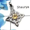 Citrine Cut O - CSP898 - Awesome Natural Citrine Round Cut Gemstone 925 Sterling Silver Celtic Design Casting Pendant