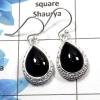 Black Onyx Cab - E SDE511 - Solid 92.5% Sterling Silver Natural Black Onyx Cab Gemstone Designer Earrings