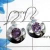 Amethyst Cut - H SDE525 - Exclusive Natural Purple Amethyst Cut Gemstone 925 Sterling Silver Designer Earrings