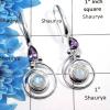 Rainbow Moonstone Cab & Amethyst Cut - C SDE534 - Indian Company Made Solid 925 Sterling Silver Designer Earrings
