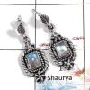 Rainbow Moonstone Cab - I SDE543 - Solid 925 Sterling Silver Rainbow Moonstone Handmade Earrings