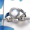 Rainbow Moonstone Cab A - SDR496 - Natural Blue Fire Rainbow Moonstone Gemstone 925 Sterling Silver Designer Ring