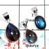 Labradorite - D WSP992 - Blue Fire Labradorite Gemstone 925 Silver Bezel Set 3Pcs Combo Value Pack Pendant Lot
