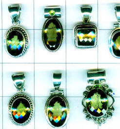 Wholesale silver and green Amethyst Pendants.