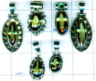 Indian silver jewelry with green amethyst faceted stones.